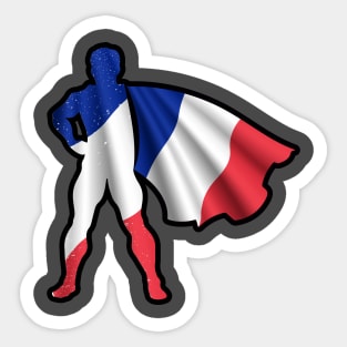 France Hero Wearing Cape of French Flag Hope and Peace Unite in France Sticker